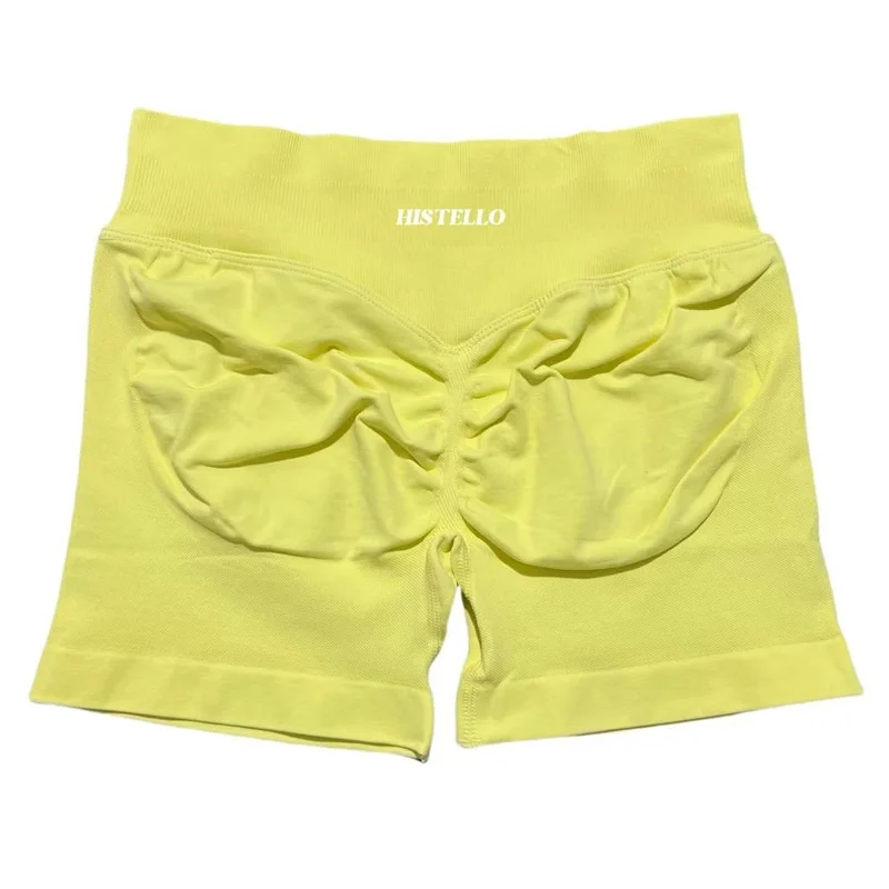 HISTELLO Impact Shorts Low Waist Seamless Scrunch Stretch Tights Women Sports Elastic Fitness Running Gym Yoga Workout Leggings