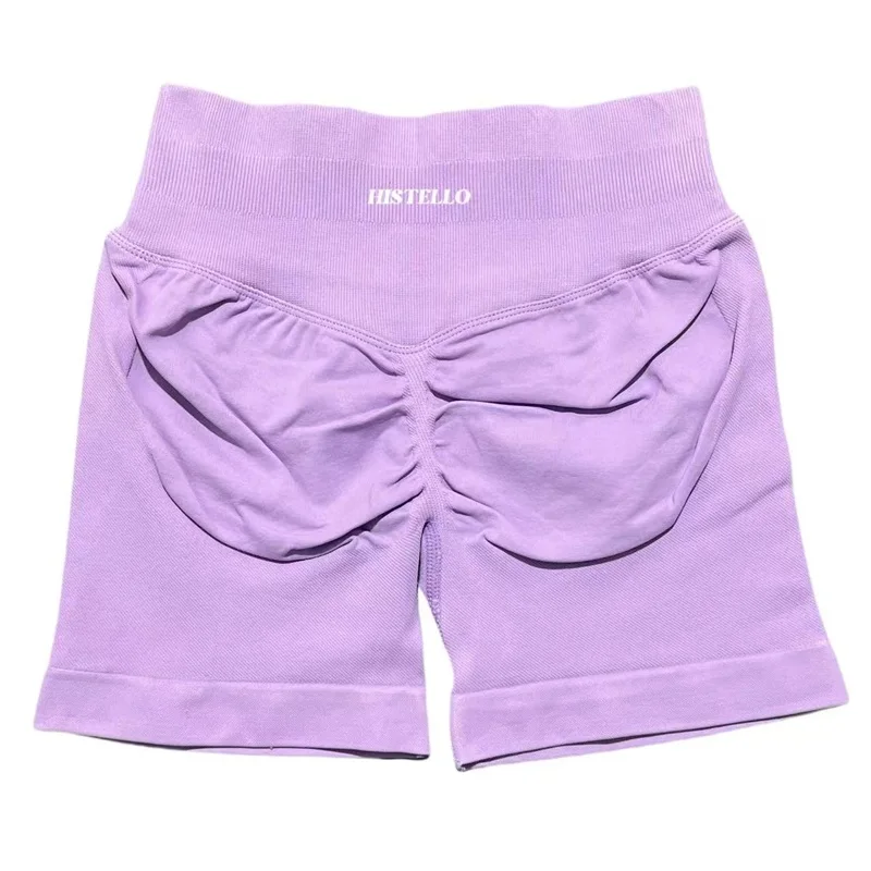 HISTELLO Impact Shorts Low Waist Seamless Scrunch Stretch Tights Women Sports Elastic Fitness Running Gym Yoga Workout Leggings