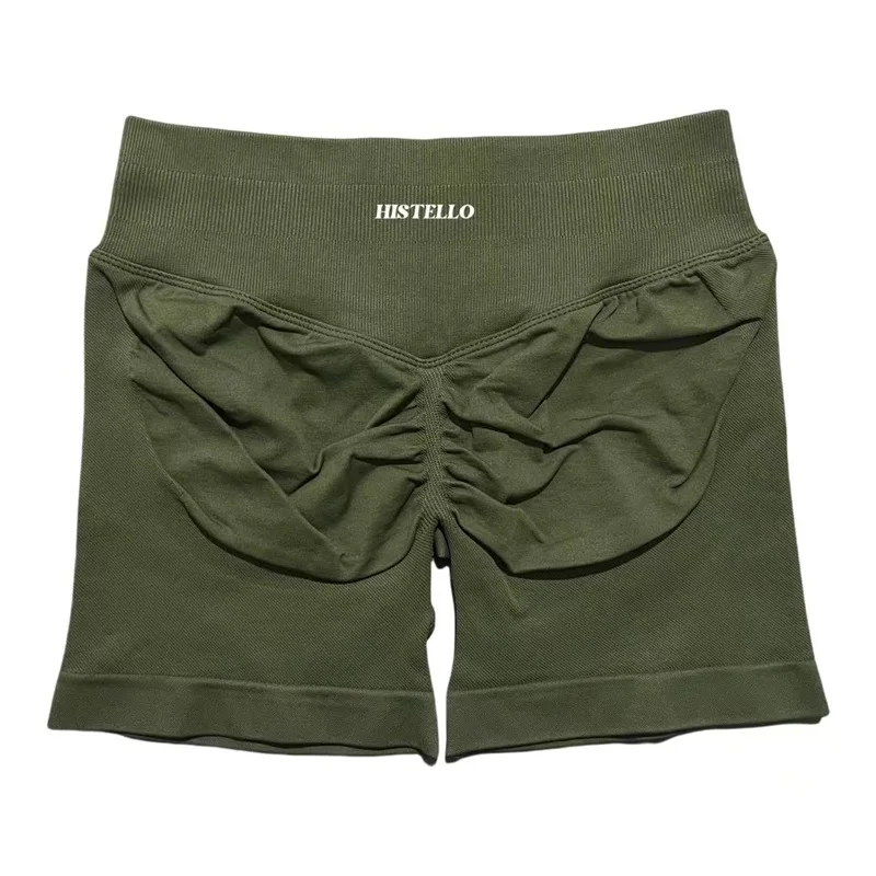 HISTELLO Impact Shorts Low Waist Seamless Scrunch Stretch Tights Women Sports Elastic Fitness Running Gym Yoga Workout Leggings
