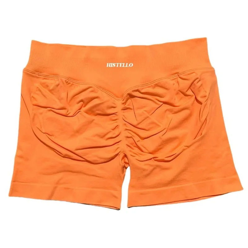 HISTELLO Impact Shorts Low Waist Seamless Scrunch Stretch Tights Women Sports Elastic Fitness Running Gym Yoga Workout Leggings