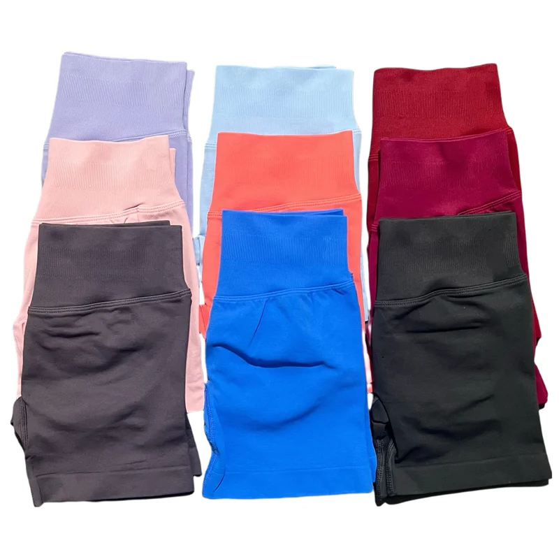 HISTELLO Impact Shorts Low Waist Seamless Scrunch Stretch Tights Women Sports Elastic Fitness Running Gym Yoga Workout Leggings