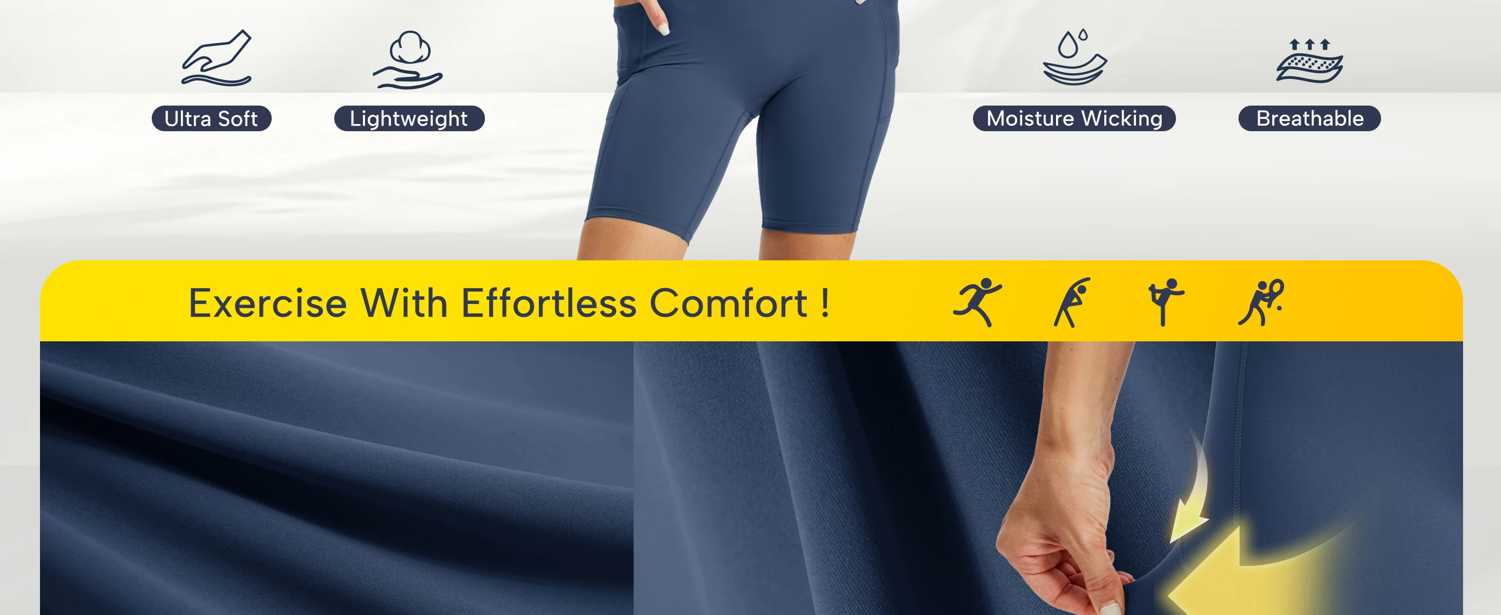 TACVASEN Womens No Front Seam Yoga Shorts with Pockets High Waisted Biker Shorts Quick Dry Butt Lifting Workout Running Shorts