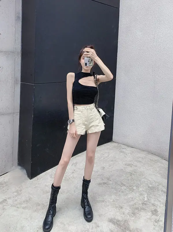 Casual Aesthetic Korean Loose Fashion Hot Wide Leg Sexy Vintage High Waist Women's Jean Denim Shorts Female Summer Short Pants