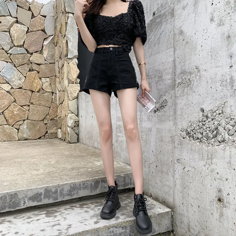 Casual Aesthetic Korean Loose Fashion Hot Wide Leg Sexy Vintage High Waist Women's Jean Denim Shorts Female Summer Short Pants
