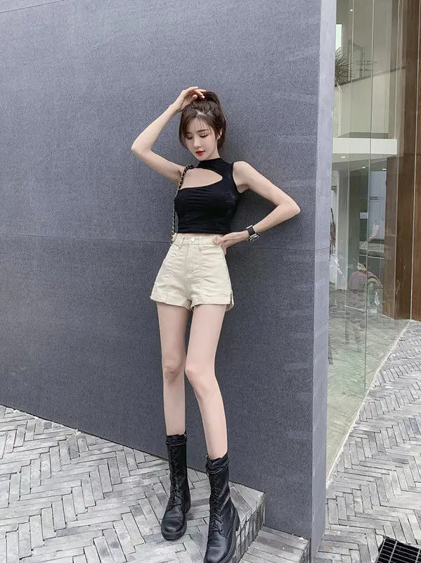 Casual Aesthetic Korean Loose Fashion Hot Wide Leg Sexy Vintage High Waist Women's Jean Denim Shorts Female Summer Short Pants
