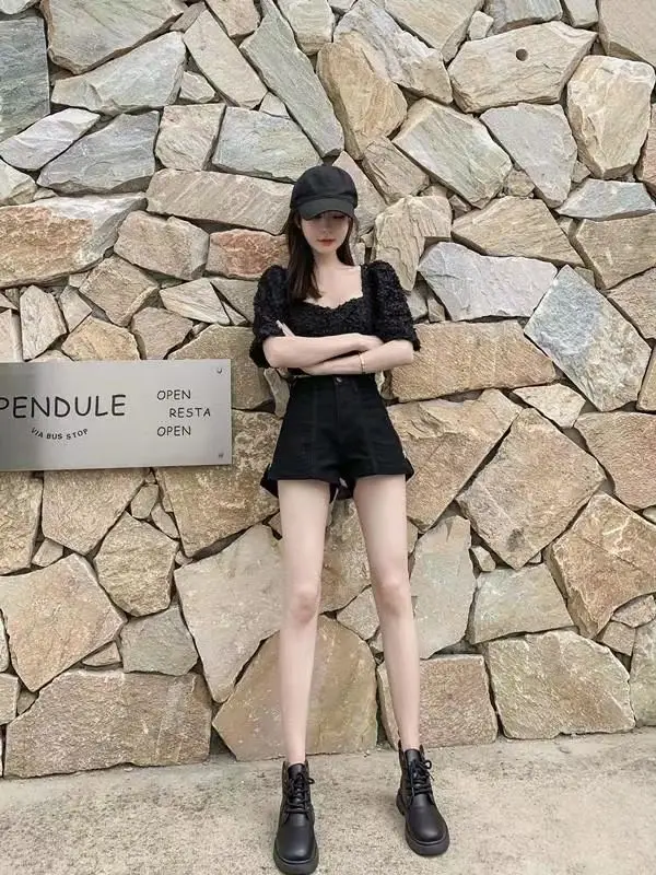 Casual Aesthetic Korean Loose Fashion Hot Wide Leg Sexy Vintage High Waist Women's Jean Denim Shorts Female Summer Short Pants