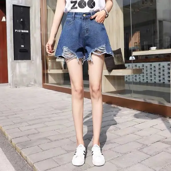 Casual Aesthetic Korean Loose Fashion Hot Wide Leg Sexy Vintage High Waist Women's Jean Denim Shorts Female Summer Short Pants