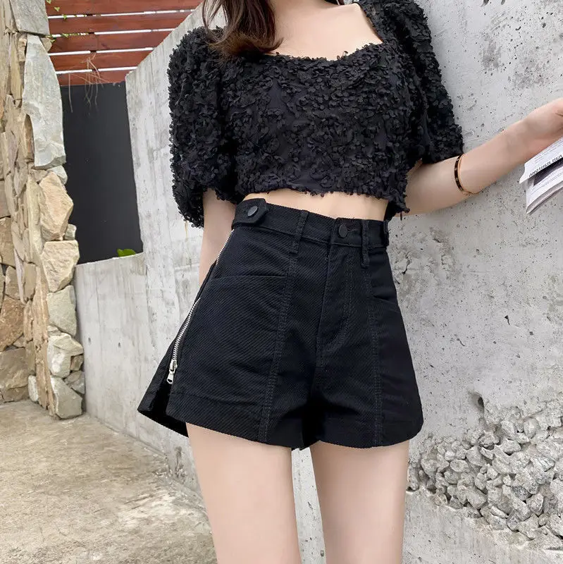 Casual Aesthetic Korean Loose Fashion Hot Wide Leg Sexy Vintage High Waist Women's Jean Denim Shorts Female Summer Short Pants