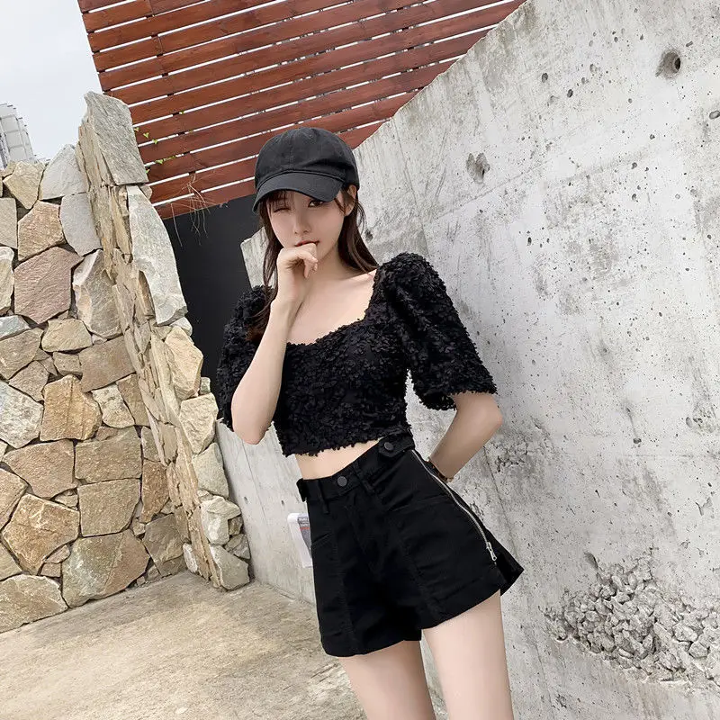 Casual Aesthetic Korean Loose Fashion Hot Wide Leg Sexy Vintage High Waist Women's Jean Denim Shorts Female Summer Short Pants