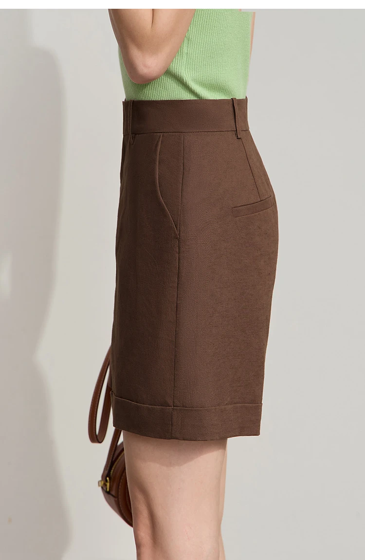 Amii Minimalist New Summer Casual Shorts For Women Loose Pants Cotton Linen Folded Cuffs Commuting Versatile Shorts 12542107