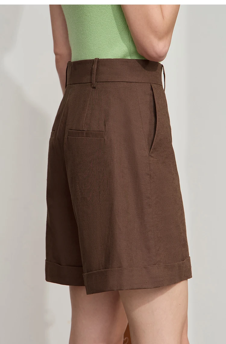 Amii Minimalist New Summer Casual Shorts For Women Loose Pants Cotton Linen Folded Cuffs Commuting Versatile Shorts 12542107