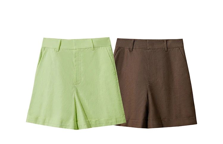 Amii Minimalist New Summer Casual Shorts For Women Loose Pants Cotton Linen Folded Cuffs Commuting Versatile Shorts 12542107