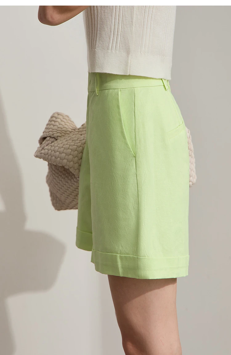 Amii Minimalist New Summer Casual Shorts For Women Loose Pants Cotton Linen Folded Cuffs Commuting Versatile Shorts 12542107