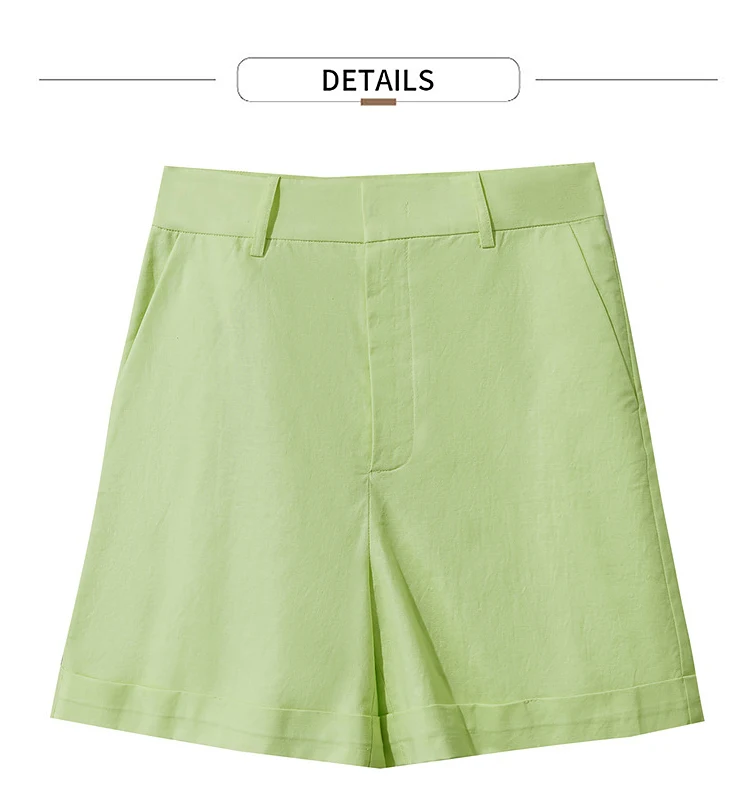 Amii Minimalist New Summer Casual Shorts For Women Loose Pants Cotton Linen Folded Cuffs Commuting Versatile Shorts 12542107