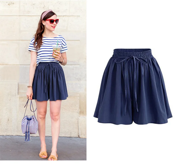 Summer Women Shorts High Waist Loose Chiffon Shorts Female Slacks Female Shorts 8001