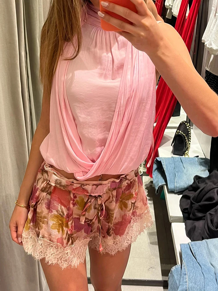 Lace Trim Women Shorts Vintage Velvet Lace Shorts High Waist Versatile Shorts Daily Fashion Casual Outfit Stylish Party Outfit