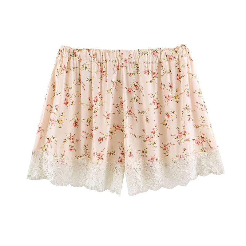 Lace Trim Women Shorts Vintage Velvet Lace Shorts High Waist Versatile Shorts Daily Fashion Casual Outfit Stylish Party Outfit
