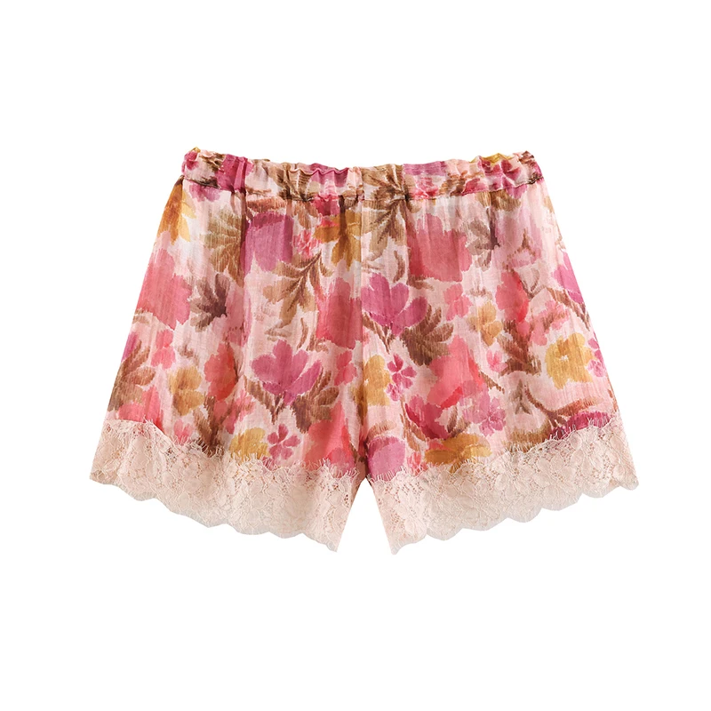 Lace Trim Women Shorts Vintage Velvet Lace Shorts High Waist Versatile Shorts Daily Fashion Casual Outfit Stylish Party Outfit