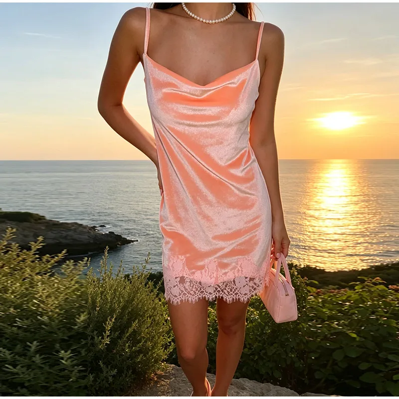 Contrast Lace Hem Elastic Waist Women's Shorts Mint Green Relaxed Shorts Raw Edge Relaxed Shorts Home Relaxing Wear