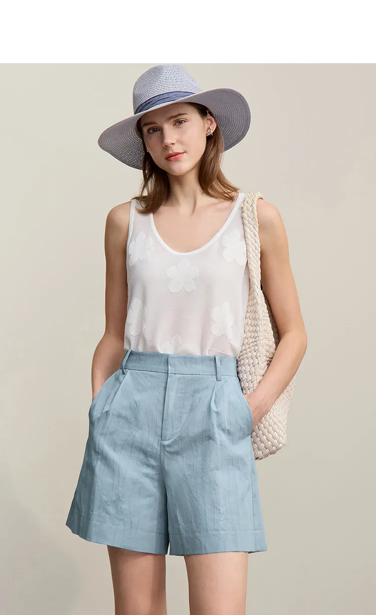 Amii Women's Shorts 2026 Autumn New Versatile Commuter Cotton Shorts Jacquard Casual Basic Women's Loose Wide-leg Pants 12641111