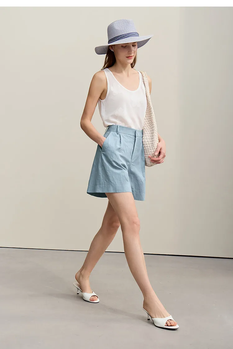Amii Women's Shorts 2026 Autumn New Versatile Commuter Cotton Shorts Jacquard Casual Basic Women's Loose Wide-leg Pants 12641111