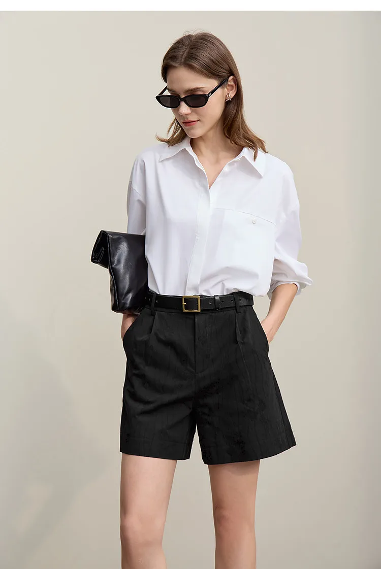Amii Women's Shorts 2026 Autumn New Versatile Commuter Cotton Shorts Jacquard Casual Basic Women's Loose Wide-leg Pants 12641111