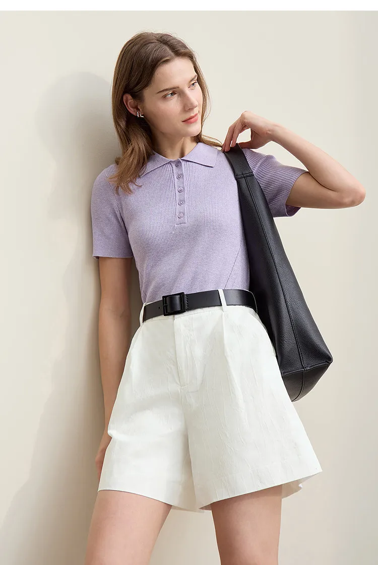 Amii Women's Shorts 2026 Autumn New Versatile Commuter Cotton Shorts Jacquard Casual Basic Women's Loose Wide-leg Pants 12641111