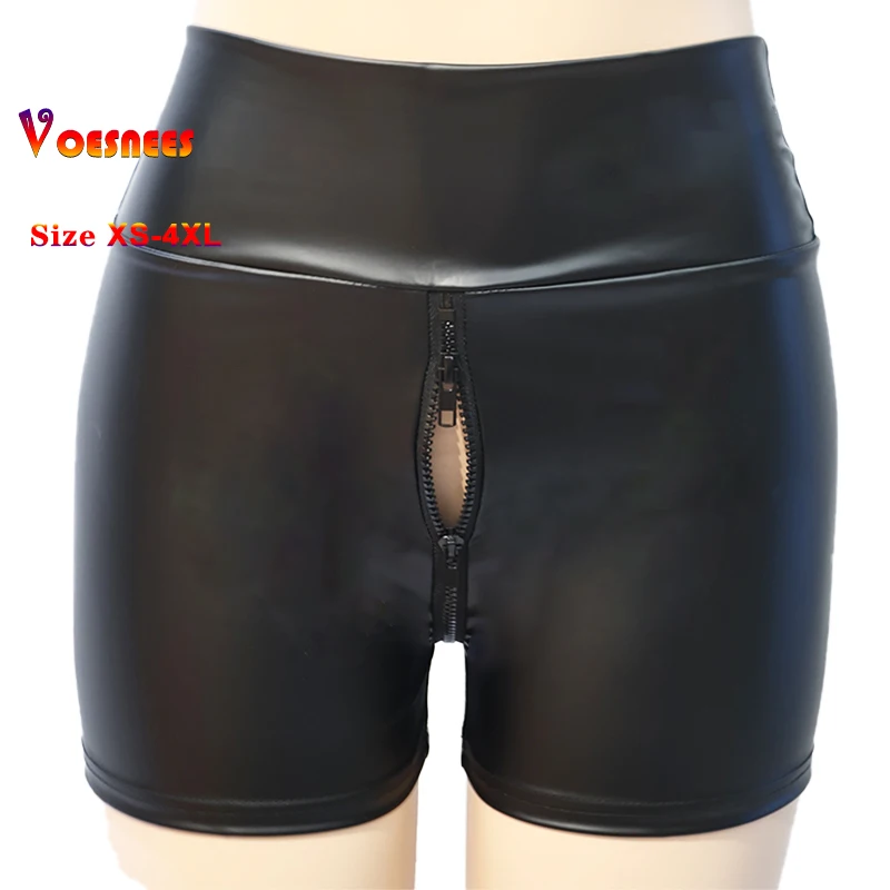 Black Matte Leather Women Shorts High Waist Bodycon Push Up Red Shorts Joggers Sports Fitness Sexy Wetlook Clubwear Slim Shorts