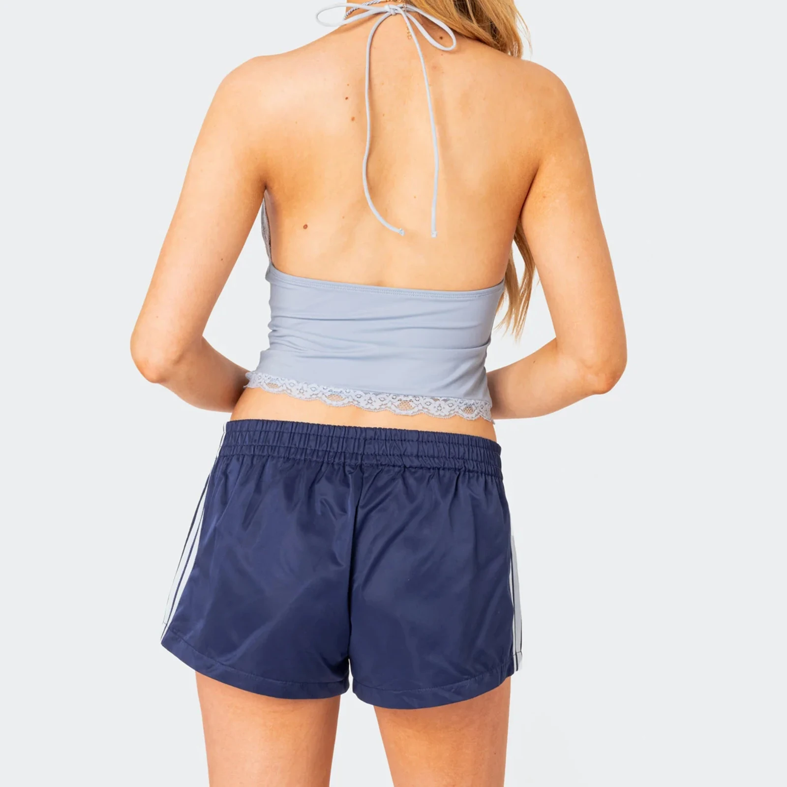 Sports Shorts Women Summer Casual Shorts Fashion Stripe Print Elastic Waist Mini Shorts Loose Workout Short Pants Beach Shorts