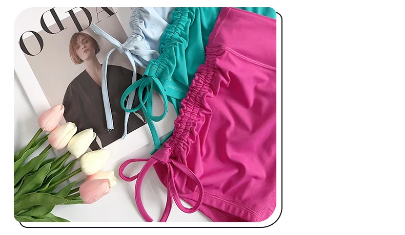 Summer High-Waisted Women's Yoga Fitness Shorts Sexy Drawstring Tied Three-Part Sports Hot Pants for Fitness And Exercise