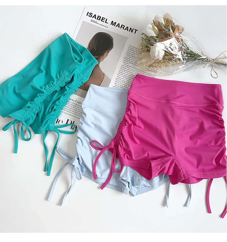 Summer High-Waisted Women's Yoga Fitness Shorts Sexy Drawstring Tied Three-Part Sports Hot Pants for Fitness And Exercise