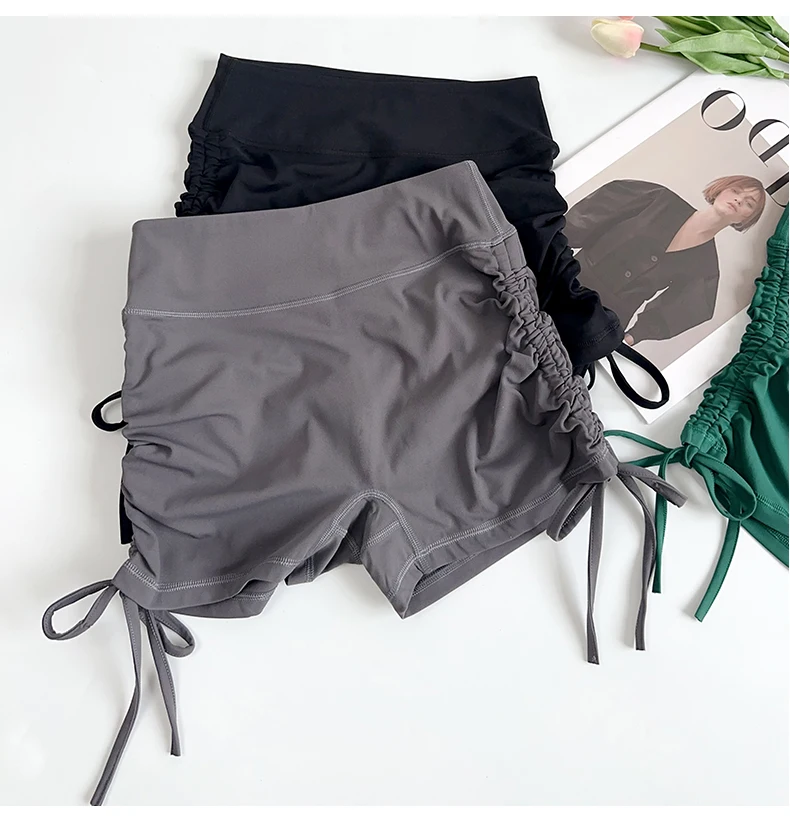 Summer High-Waisted Women's Yoga Fitness Shorts Sexy Drawstring Tied Three-Part Sports Hot Pants for Fitness And Exercise