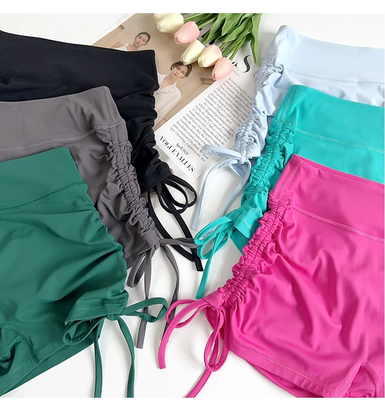 Summer High-Waisted Women's Yoga Fitness Shorts Sexy Drawstring Tied Three-Part Sports Hot Pants for Fitness And Exercise