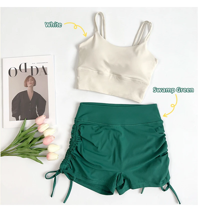 Summer High-Waisted Women's Yoga Fitness Shorts Sexy Drawstring Tied Three-Part Sports Hot Pants for Fitness And Exercise