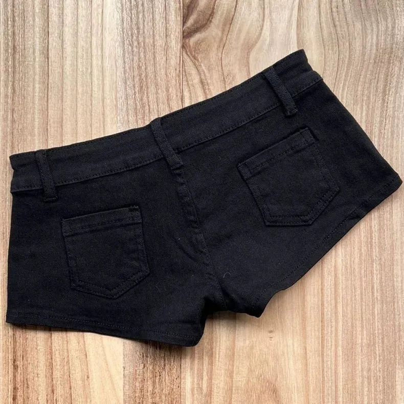 Sexy Elastic Super Shorts Y2K Spice Girl Style Hot Pants Super Low Waist Cotton Tight Black and White Shorts