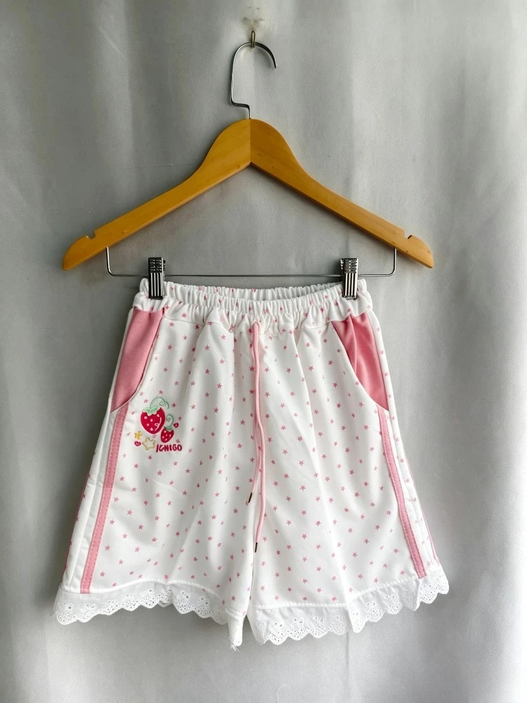 Kimutomo Shorts Women Embroidery Strawberry Loose Sweet Summer New Fashion Y2k Aesthetic Harajuku Shorts Female Preppy Style