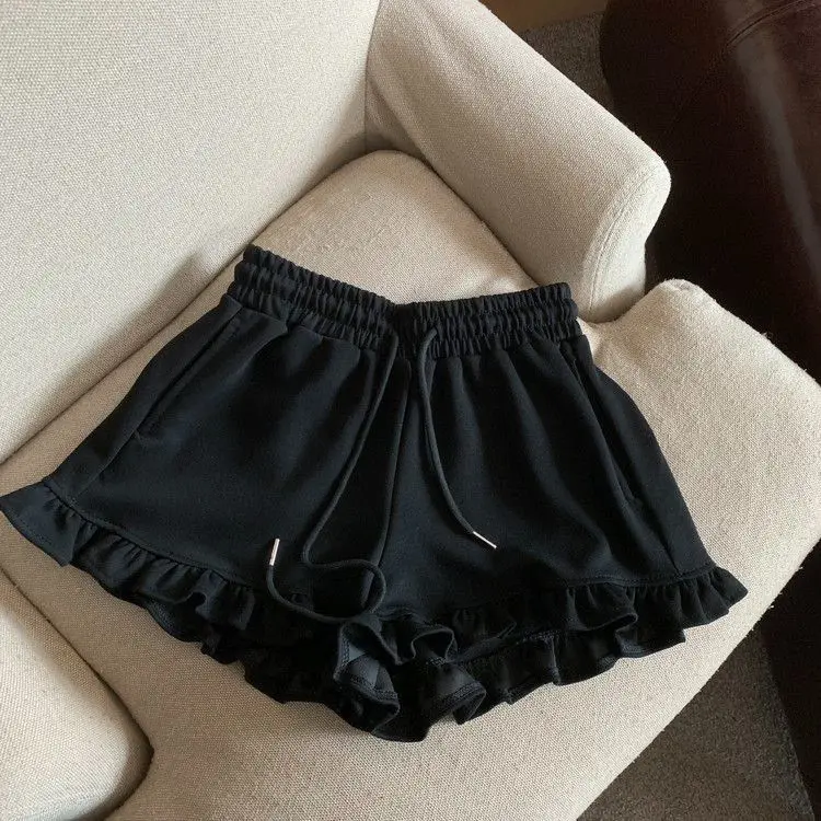 Extra size spice girls wooden ear edge sweet spicy shorts female summer fat sister everything temperament ballet style pants