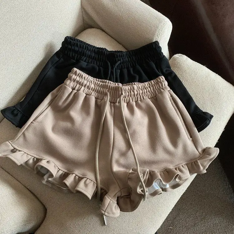 Extra size spice girls wooden ear edge sweet spicy shorts female summer fat sister everything temperament ballet style pants