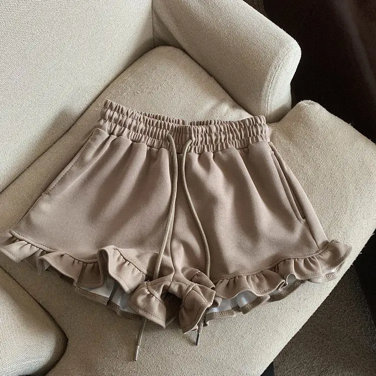 Extra size spice girls wooden ear edge sweet spicy shorts female summer fat sister everything temperament ballet style pants