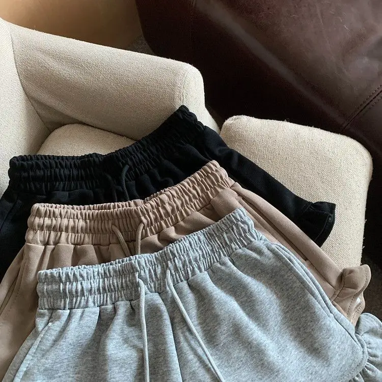 Extra size spice girls wooden ear edge sweet spicy shorts female summer fat sister everything temperament ballet style pants