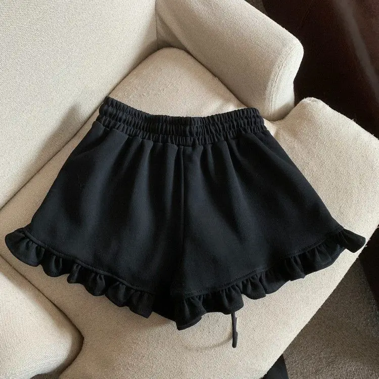Extra size spice girls wooden ear edge sweet spicy shorts female summer fat sister everything temperament ballet style pants
