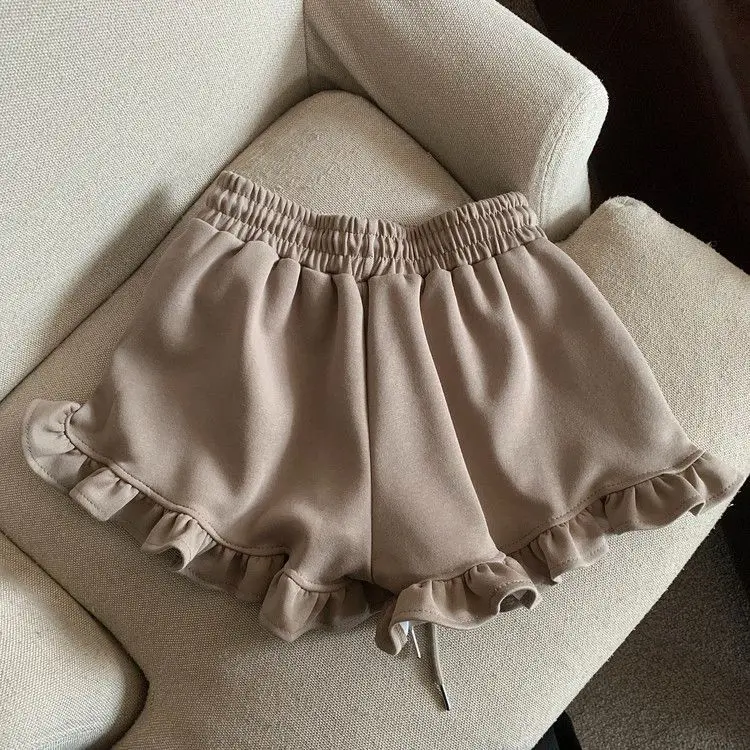 Extra size spice girls wooden ear edge sweet spicy shorts female summer fat sister everything temperament ballet style pants