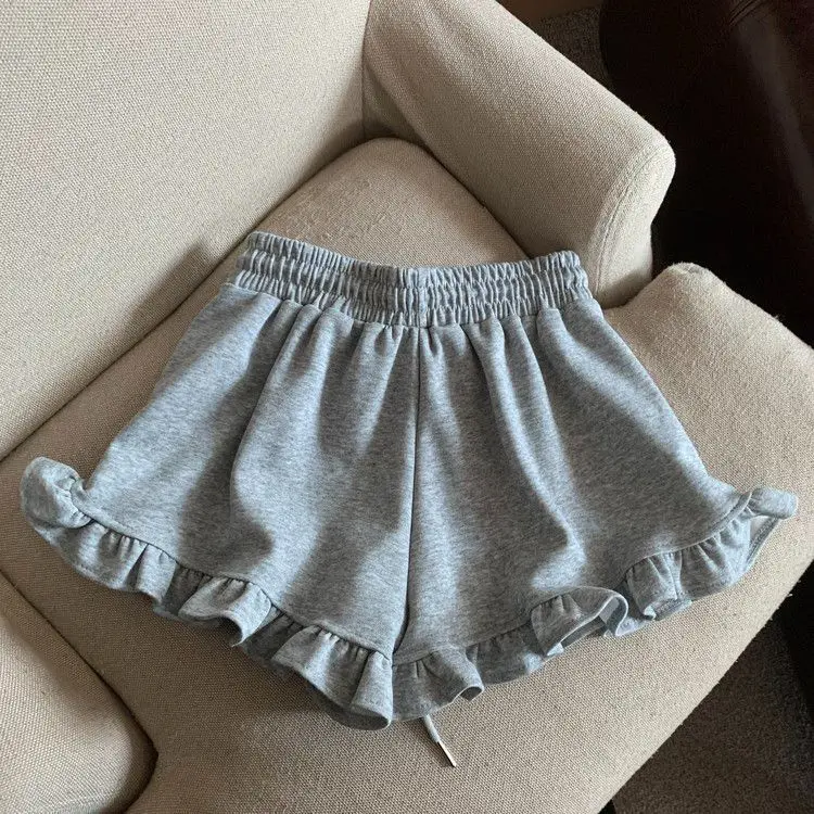 Extra size spice girls wooden ear edge sweet spicy shorts female summer fat sister everything temperament ballet style pants