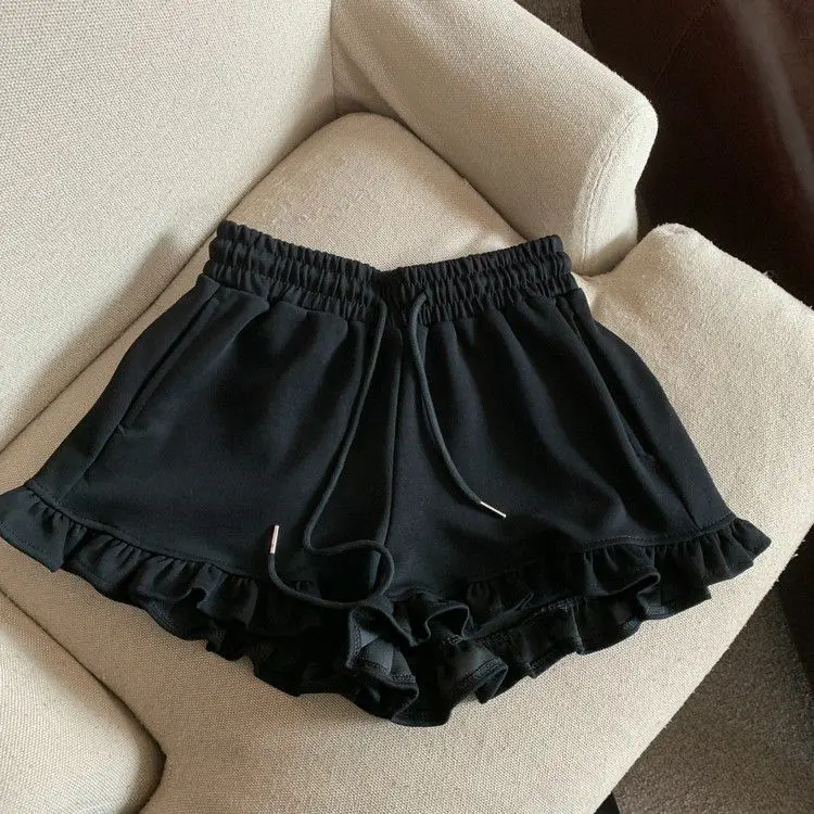 Extra size spice girls wooden ear edge sweet spicy shorts female summer fat sister everything temperament ballet style pants