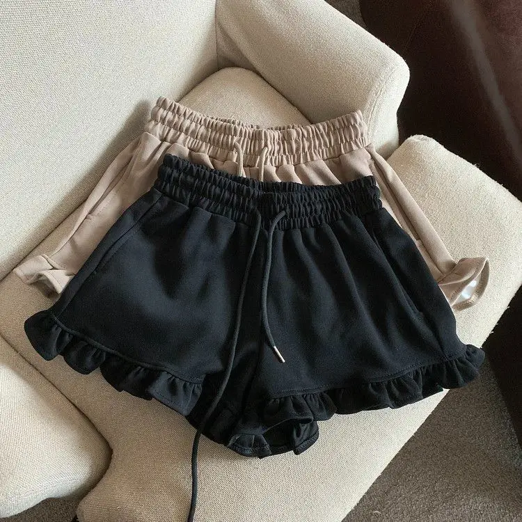 Extra size spice girls wooden ear edge sweet spicy shorts female summer fat sister everything temperament ballet style pants