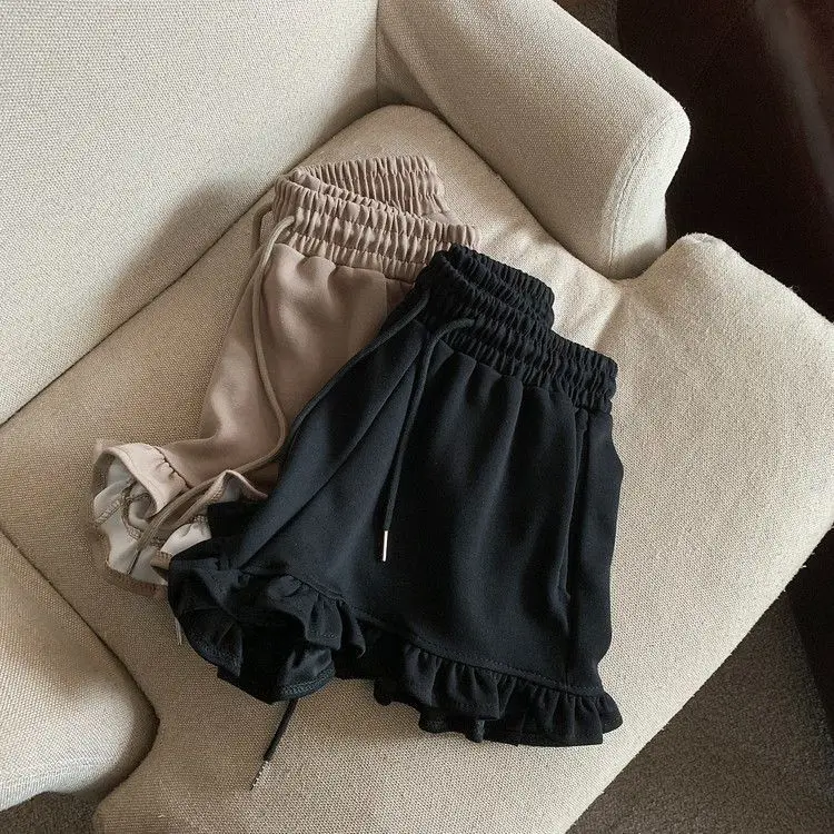 Extra size spice girls wooden ear edge sweet spicy shorts female summer fat sister everything temperament ballet style pants