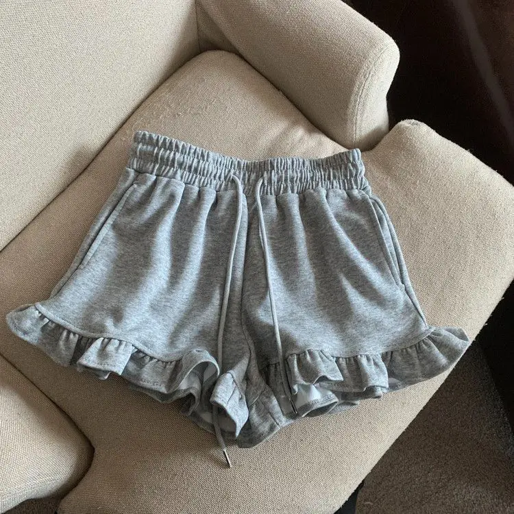 Extra size spice girls wooden ear edge sweet spicy shorts female summer fat sister everything temperament ballet style pants