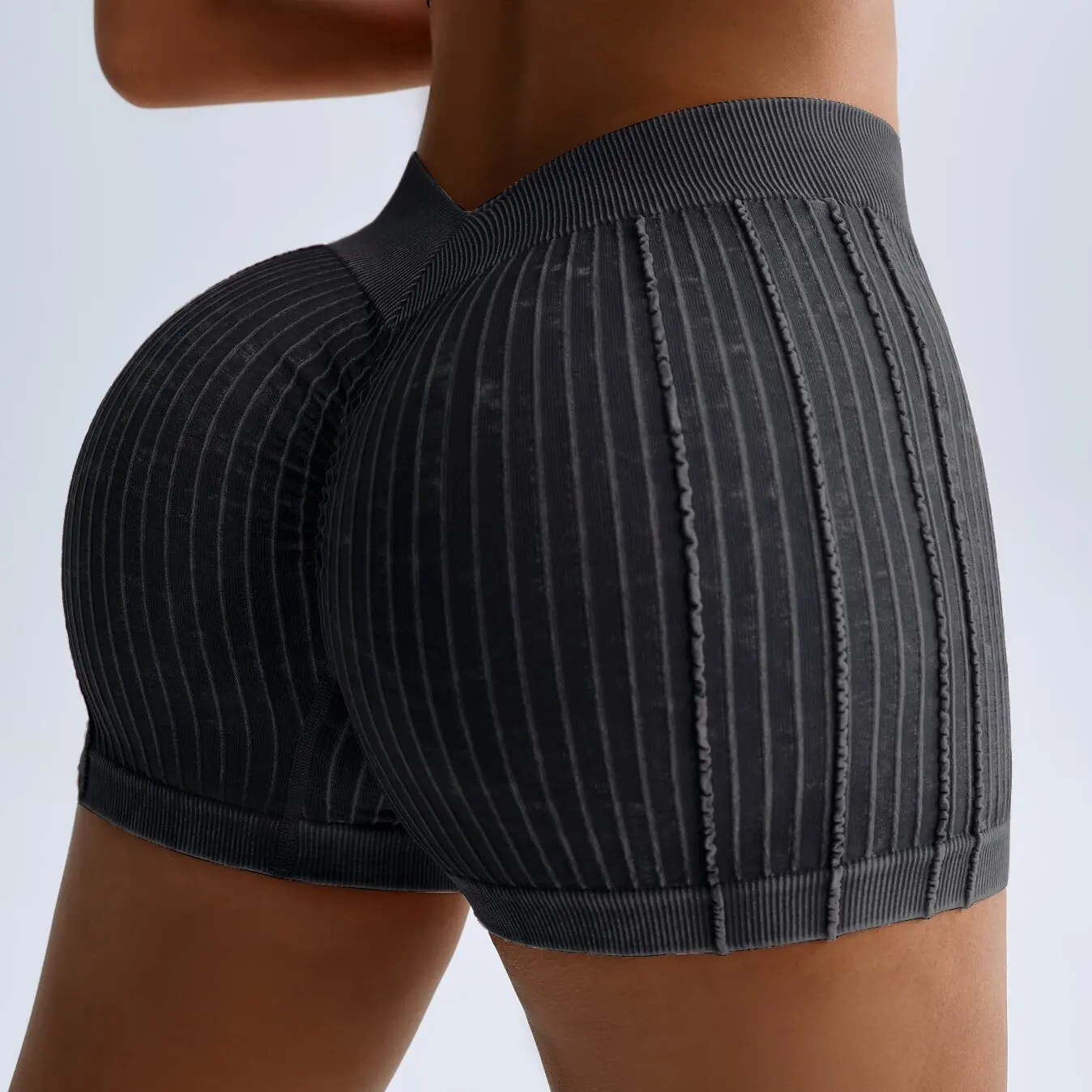 Women Gym Sand Wash Shorts V Back Biker Scrunch Sports Thread Pants Yoga Fitness Workout Training High Waist Tights Sportswear