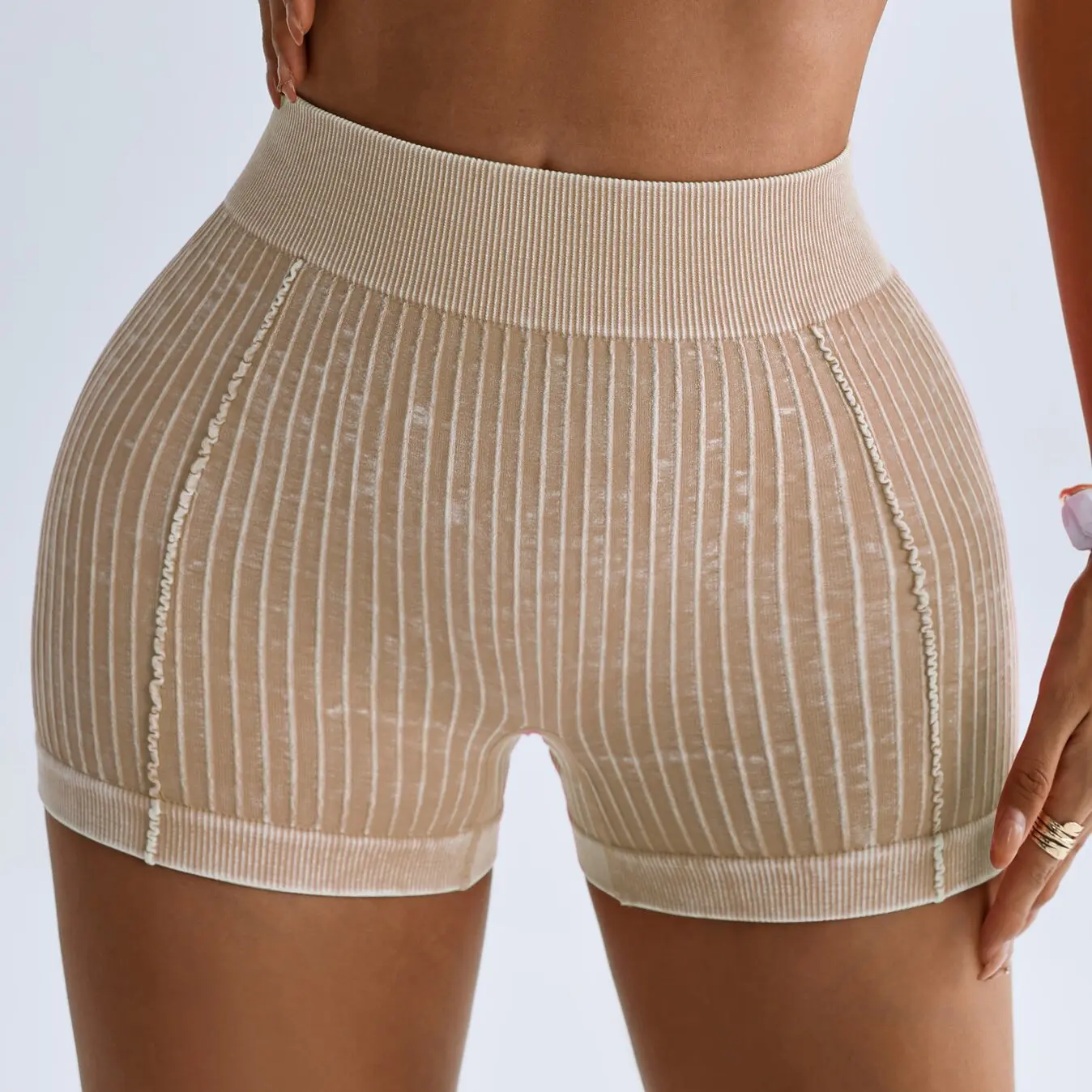 Women Gym Sand Wash Shorts V Back Biker Scrunch Sports Thread Pants Yoga Fitness Workout Training High Waist Tights Sportswear
