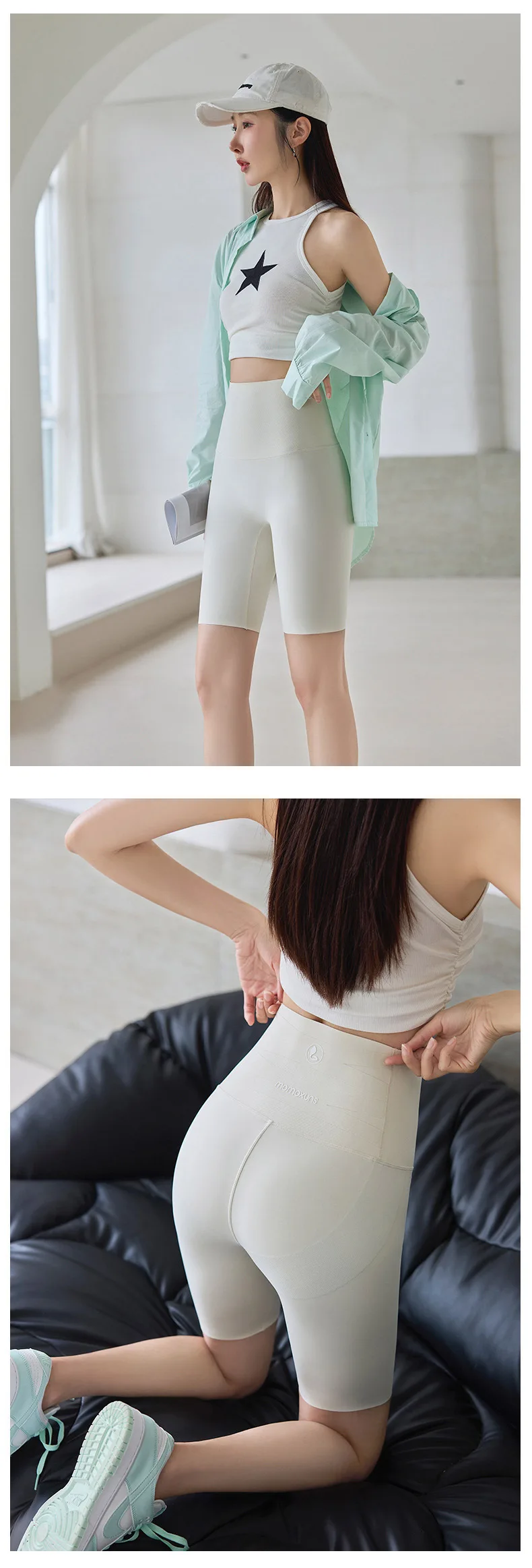 BIVIGAOS Summer Knee Length Sharkskin Cycling Shorts Women High Waist Tight Sun Protection Butt Lifter Sport Running Biker Short